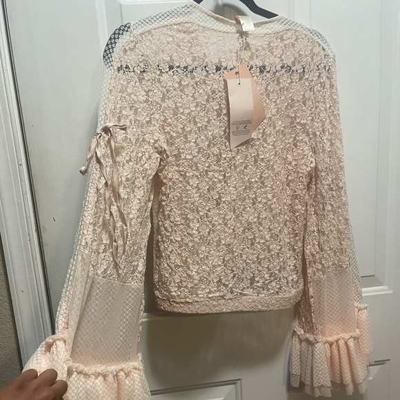 NWT HAH | Tops | Hah Hot As Hell Light Baby Pink Lace Bell Sleeves ... - Picture 2 of 4